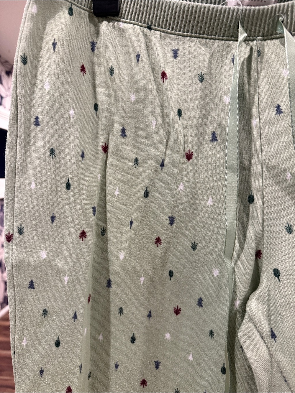 LC Lauren Conrad Light Green Jogger Pants with Tiny Multicolor Dots - Picture 2 of 2